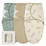 Soarwg Pucktücher für Neugeborene 0-3 Monate, 3er Set - Atmungsaktiv & Verstellbar - Baumwoll-Wickeltücher mit Jungle Jolly Design - Oeko-TEX 100 Standard