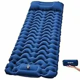 KingCamp Camping Isomatte Selbstaufblasend mit Fußpumpe, Luftmatratze 1 Personen mit integrierten Kopfkissen Outdoor Ultraleichte Camping Matratze kleines Packmass, für Strand, Wandern, Trekking,Zelt