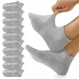YouShow 10 Paar Sneaker Socken Herren Damen Sportsocken, Sneakersocken Laufsocken Atmungsaktiv Kurze Knöchelsocken aus Baumwolle Grau 39-42