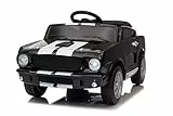 FINOOS Kinder Elektroauto Shelby GT350 12V Kinderauto mit 2,4 GHz Fernbedienung, Kinderfahrzeug mit Hupe, LED, Musik, Sanftstart, Elektrofahrzeug für 1-4 Jahre Kinder (Schwarz)