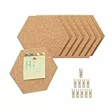 Relaxdays Korkpinnwand 14er Set, sechseckige Korkwände, Büro Pinnwände mit Pins & Klammern, HBT: 17,5x20x0,5 cm, Natur