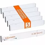 Lifewit 5er Set Verstellbar Schubladentrenner, Schubladen Organizer Trenner für Innenlänge 40–50cm & Höhe＞6cm Schlafzimmer Küche Bestecken Kleiderschränke Schreibtisch Schubladen Ordnungssystem,Weiß