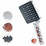 YEAUPE PRO Duschkopf mit Filter, quadratisch, reine Dusche, Badezimmer-Duschkopf (115 x 100 mm), Duschköpfe, Hochdruck, 6 Strahlmodi, universell, leistungsstarker Durchfluss, Regen,