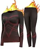 UNIQUEBELLA Thermo Unterwäsche Damen, Skiunterwäsche Atmungsaktiv Funktionsunterwäsche, Antibakteriell Schnelltrocknend Thermowäsche Set - Sport Warme Unterwäsche für Herbst Winter