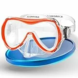 KAIMANA Taucherbrille Kinder inkl. Tragetasche, besonders Bequeme Tauchmaske Kinder mit Silikonband, Orange