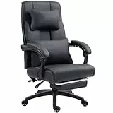 Dowinx Chefsessel Ergonomisch Mit Fußstütze, Verstellbare Lendenwirbel und Kopfstützen, Bürostuhl, Drehstuhl Computerstuhl Mit Hoher Rückenlehne, 150 KG (Schwarz)