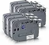 SUPVAN Laminiertes Labeltape als Ersatzband für LP5120M mit Chip-Etikettenpatrone Etikettiermaschine Papier(12mmx4m) - 6 Stück