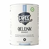 GELENK GRANULAT Pets Protect Gelenkkomplex für Hunde jeden Alters | Grünlippmuschel, Hyaluronsäure, MSM, Glucosamin, Chondroitin, Teufelskralle | Mit Kräutermischung | 200g | Deutsche Herstellung