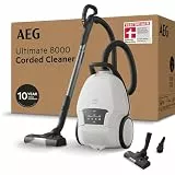 AEG Ultimate 8000 Staubsauger mit Beutel, Testsieger der Stiftung Warentest, hohe Saugleistung, Auto-Modus, Alle Böden, 48% Recyclingkunststoff, 3in1 Düse, HEPA-Filtration, 12m, LED-Licht, AB81U1SW