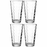 LEONARDO HOME Optic Trink-Gläser 4er Set, spülmaschinengeeignete Saft oder Wasser Gläser, Trink-Becher aus Glas mit Muster, 540 ml, 012548
