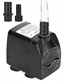 QWORK® Mini Wasserpumpen Ultraleise Tauchpumpe - 800 L/H – 15 W – 1,6 m Hubhöhe – für Aquarium, Springbrunnen, Teiche, Hydrokultursysteme (mit 2 Düsen)