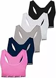LOREZA ® 5 Mädchen Bustier Mikrofaser BH Sport Bra Unterwäsche - Breite Träger (158-170, Modell 3)