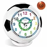 Edillas Wecker Kinder Jungen Mädchen, Fußball Wecker Analog Ohne Ticken mit Licht Schlummerfunktion für Kinder Schlafzimmer Nachttisch Tisch Aufwachenuhr (Dunkelblau)
