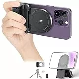 JJC Magsafe Magnetischer Handy Griff mit Bluetooth Fernbedienung für iPhone 16 15 14 13 & Android Smartphone, Phone Ständer Tisch & Stativ Adapter – Schwarz