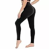 CAMPSNAIL Leggings Damen High Waist Blickdicht Leggins für Sport Yoga Gym （1er Pack- Schwarz，S-M