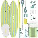 NOARD Stand-Up-Paddle-Board (SUP) aufblasbar – 326 cm Allround-Board für Anfänger und Fortgeschrittene – 140 kg Tragkraft – Komplett-Set mit Paddel, Pumpe, Rucksack, Leash – Azzurro e Sole