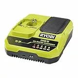 RYOBI 18 V ONE+ Akku-Schnellladegerät RC18180, 8,0 A Ladestrom lädt einen 4,0 Ah Akku in weniger als 30 Minuten, USB-C- und USB-A-Ladeanschlüsse zum bequemen Aufladen Anderer Geräte