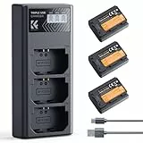 K&F CONCEPT NP-FZ100 Kamera Akkus(3er Pack) mit 3-Slot Ladegerät,2280mAh Batterien für Sony Alpha A7III,A7IV,A7R III/A7R3,A7RIV,A7RV,A7C,A7S III/A7S3,A9,A9II,A6600,A9R,A9R,9S,FX3,FX30,ZV-E1, ZV-E10ii