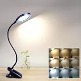 Akynite 36 LED Leselampe Aufladbar mit akku, 3 Farbwechsel und 3 Helligkeit, Bettlampe Klemmlampe ohne Kabel für Schlafzimmer, Lampe Wickeltisch, Schwarz