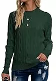 Breampot Pullover Damen Casual Strickpullover Winter Rundhals Lose Pulli Warm Outwear Pullover Oberteile (Grün, Medium)