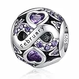 925 Sterling Silber Geburtsstein Charms Anhänger mit 5A Cubic Zirkonia Dangle Beads Charms,Openwork Perlen Liebesherz Anhänger für Pandora Europäische Charme Armband Schmuck