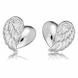 Herzengel Ohrstecker mit Herzflügelchen 925er-Sterlingsilber rhodiniert Größe 10 mm