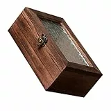 Cabilock Vintage Holz Schmuckbox mit Glasfenster und Verschluss Retro Aufbewahrungsbox für Schmuck und Kleinigkeiten Praktische Schmuckaufbewahrung für Frauen und Mädchen