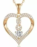 Kette Damen, Halskette Damen Silber 925 Infinity Kette Anhänger Zirkonia Herz Halsketten Schmuck Damen Weihnachten Geschenk für Sie Frau Freundin Mama Valentinstag Geburtstags Muttertags