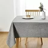 JIUZHEN Rechteckige Tischdecke aus Kunstleinen, Bauernhaus-Tischdecke, knitter- und schmutzabweisend, dekorativer Stoff, Tischdecke für Küche, Esszimmer, Partys und Camping, Grau, 132 x 178 cm