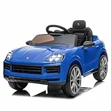 LALAHO Kinder Elektroauto 12V Kinderauto Elektrisch 2,4G-Fernbedienung, Elektrofahrzeuge 2-türig mit MP3, Musik, Hupe, LED-Leuchten (Blau)