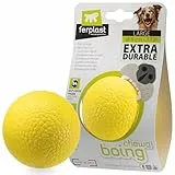Ferplast Hunde Spielzeug, Hundeball, aus strapazierfähigem, ungiftigem, bissfestem Material, für die Zahnhygiene des Hundes, Springt und Schwimmt, CHEWA Boing Ball, Hundespielzeug große hundeGelb