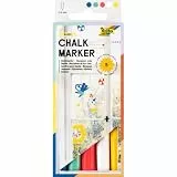 folia 390559 - Chalk Marker BASIC, 5 Stück in 5 leuchtenden Farben, Kreidemarker auf Wasserbasis, Strichstärke 1-2 mm, feucht abwischbar, geeignet für Glas, Fliesen und Spiegel