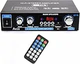 HiFi-Verstärker WOOPKER Mini Verstärker, 500W,2 Kanäle Bluetooth Verstärker Hifi Stereo w/UKW-Radio, USB,SD,RCA,MIC In,Audio Verstärker Receiver für Zuhause oder Auto (AK35)