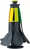 Joseph Joseph Elevate – Küchenutensilien 6-teiliges Set mit drehbarem Ständer, ergonomische Silikongriffe, antihaftbeschichtete Köpfe - Grün
