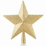 Stern Gold Christbaumspitze Baumspitze Spitze Aufstecker für Tannenbaum Tannenbaumspitze Weihnachtsbaum Weihnachten (Stern-Voll-Gold)