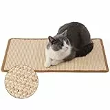 FUKUMARU Kratzmatte Katze, natürliche Katzenkratzbretter Sisal Kratzteppich 60 x 40 cm, widerstandsfähig Katzenmöbel Fußmatte Sisalmatte Kratzpads für Katzen, Beige
