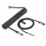 MAMBASNAKE C01Pro Spiral Tastaturkabel, Coiled USB C Kabel für Gaming-Tastatur, Nylon Braided Kabel, Typ C bis USB A, USB C Cable für Mechanical Keyboard, Abnehmbare Luftfahrtanschluss - Schwarz