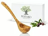 SOLTAKO hochwertige Suppenkelle aus Olivenholz - handgefertigter Schöpflöffel – Suppenlöffel groß – Küchenhelfer- Kochutensilien mit langen Griff, Schöpfkellen, Ca. 30 cm Breite: 8 cm