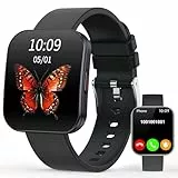 Smartwatch Herren Damen, KI-Zifferblatt, KI Q&A, 1.85'HD AMOLED Curved Display Smart Watch mit Blutdruck-/Schlaf-/Herzfrequenzmonitor,Telefonfunktion, 110+ Sportmodi Fitnessuhr für iOS Android,Schwarz
