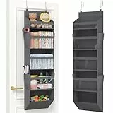 Lifewit Türorganizer Hängeorganizer, 5 Regal klar Fenster hängende Lagerung mit 4 Seitentaschen, Tür Organizer, Hängeaufbewahrung Benutzt für Bad, Schlafzimmer, Wohnheim, Grau,140 cm(H), 1 Pack