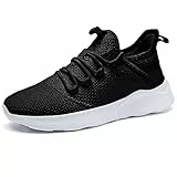 AZSDXS Laufschuhe Herren Atmungsaktive Sportschuhe Sneaker Turnschuhe Running Schuhe Straßenlaufschuhe Tennisschuhe Leichte Joggingschuhe Freizeit Trainingsschuhe fitnessstudio Schwarz/Weiß 41
