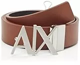 Armani Exchange Men's Essenial, Double face, Metal Logo Plaque Belt, Multicolor, 34