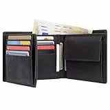 KORUTA Geldbörse Herren Leder Braun mit RFID Schutz I Echtleder Portemonnaie Groß I 13 Fächer I Geldbeutel für Männer I Brieftasche Wallet Portmonee aus echtem Leder Schwarz (Hunter)