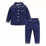Mud Kingdom Kleinkind Jungen Pyjama Sets Halsband Knopf runter Blau 5 Jahre