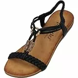 Palado Sandalen Damen Ereshi by Sila Sahin – modische Pantoletten - elegante Sommerschuhe - bequeme Sandaletten mit elastischem Riemen Schwarz UK6 - EU39