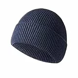 Gyios Beanie Integrierte Nahtlose Gestrickte Hut Winter Stoff Für Erwachsene Unisex Schädel Und Beanies Hüte-dunkelblau-verstellbar