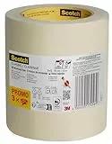 Scotch Kreppband Classic, Promo Pack, 3 Rollen, 36 mm x 50 m – Hochwertiges Abklebeband für vielseitigen Einsatz, Premium Malerkrepp für Malerarbeiten und Dekoration, 70% PEFC-zertifiziert