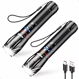 Blukar LED Taschenlampe Aufladbar, 2 Stück 2000 Lumen Extrem Helle Zoombare Taschenlampen mit 5 Lichtmodi & Langer Betriebsdauer, IPX6 Wasserdichte Handlampe für Camping, Wandern, Angeln, Notfäll