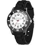 TENOCK Kinderuhr Mädchen Junge 30M/3ATM Wasserdichte Analog Armbanduhr Kinder für Alter 3-10 Geschenke für die Schulanfangssaison Weihnachten Geburtstage Schwarz