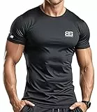 Authentic Gym® AKTIV T-Shirt | Schwarz - Fitness T-Shirt Kurzarm Herren, Funktionelles & schnell trocknendes Sportshirt, Workout Gym Shirt (DE/NL/SE/PL, Alphanumerisch, L, Regular, Regular, Schwarz)